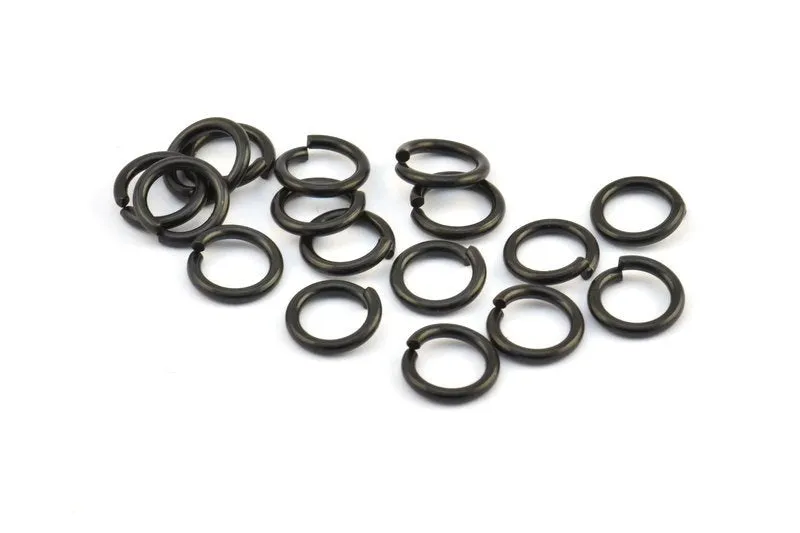 10mm Jump Rings, 25 Oxidized Brass Black Jump Rings (10x1.5mm) D0231