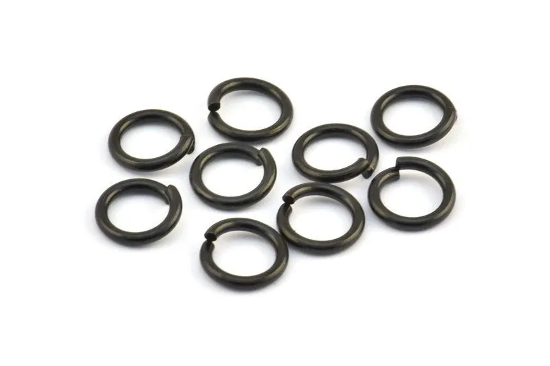 10mm Jump Rings, 25 Oxidized Brass Black Jump Rings (10x1.5mm) D0231