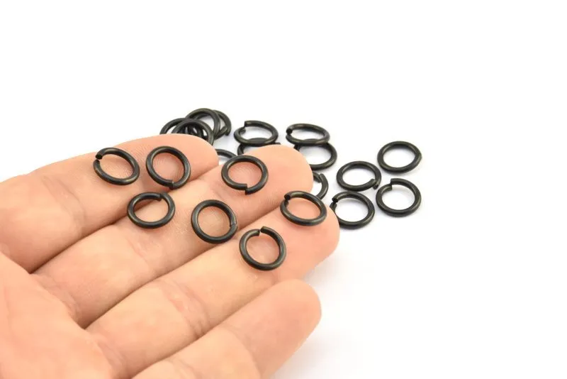 10mm Jump Rings, 25 Oxidized Brass Black Jump Rings (10x1.5mm) D0231