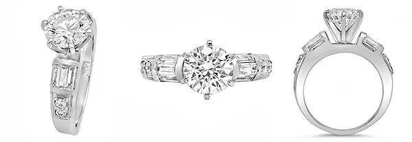 1.5 Carat High Quality Round Cubic Zirconia Engagement Ring 14k White Gold