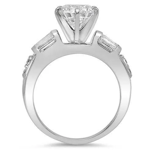 1.5 Carat High Quality Round Cubic Zirconia Engagement Ring 14k White Gold