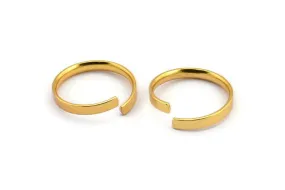 19mm Adjustable Rings, 10 Gold Plated Brass Adjustable Rings (19mm) Mn49