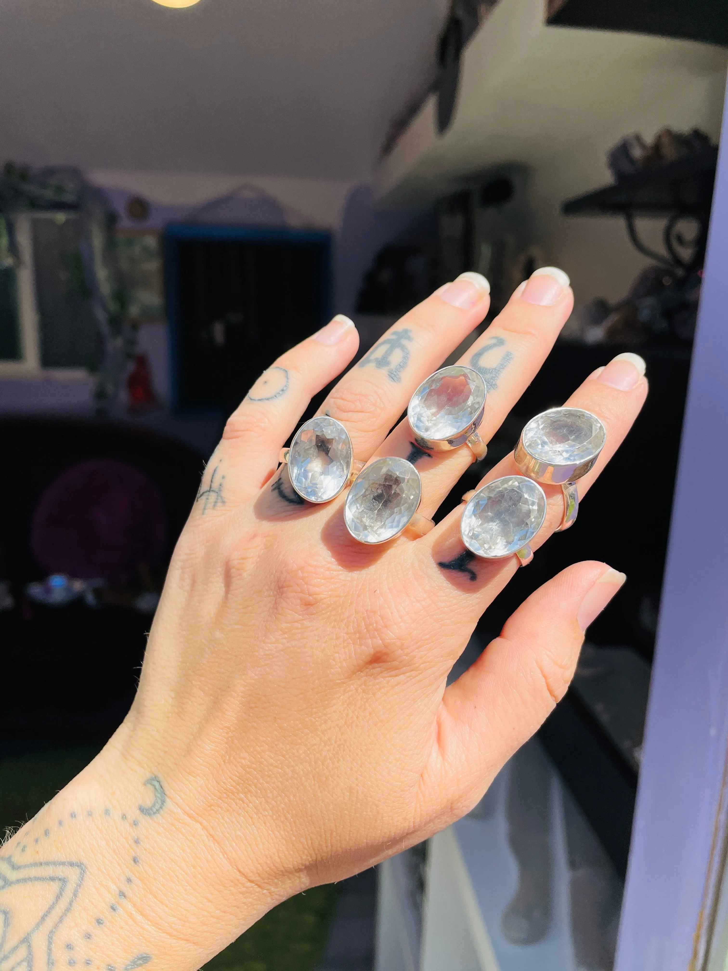 (1pc) Faceted Quartz Rings