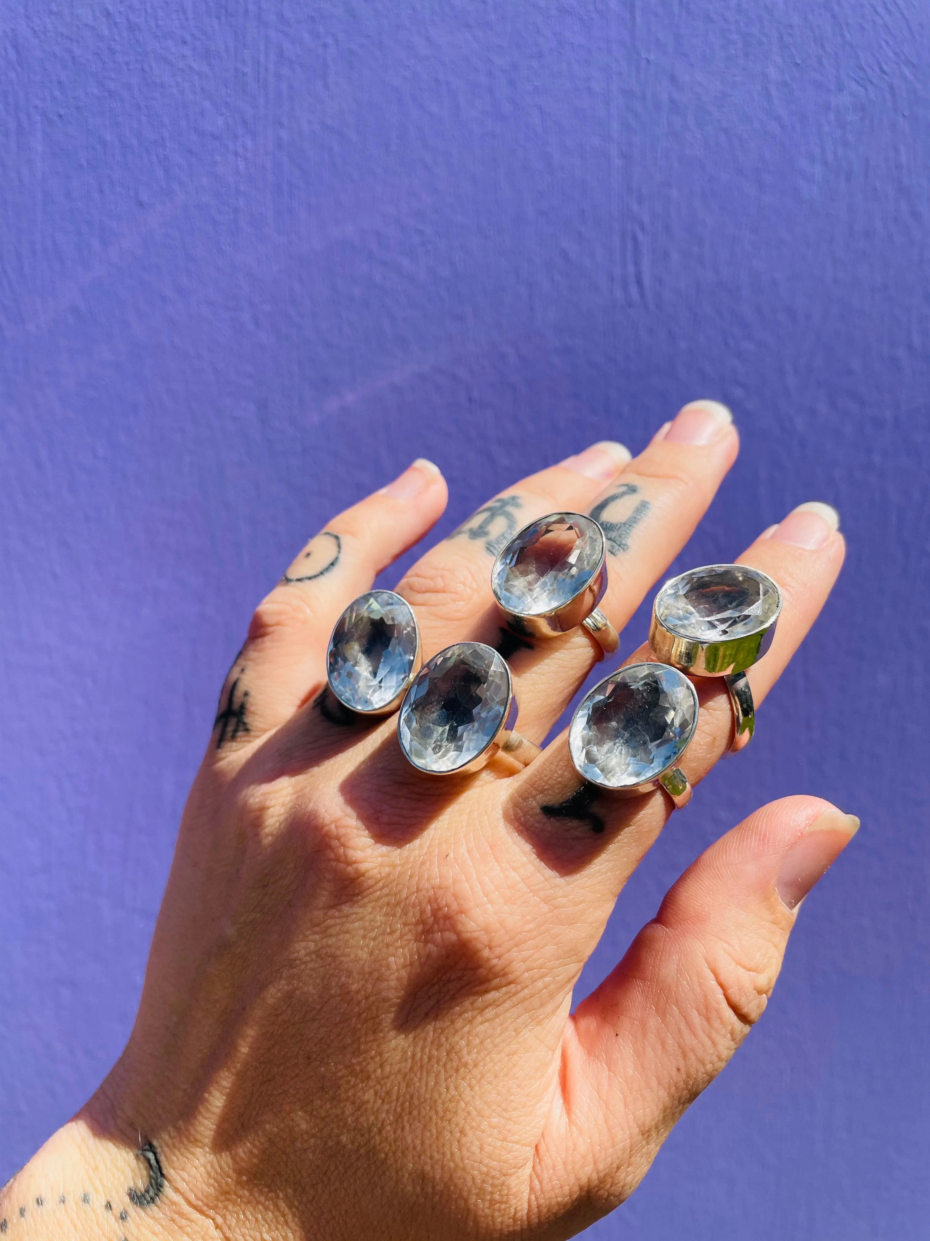 (1pc) Faceted Quartz Rings