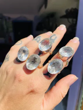 (1pc) Faceted Quartz Rings