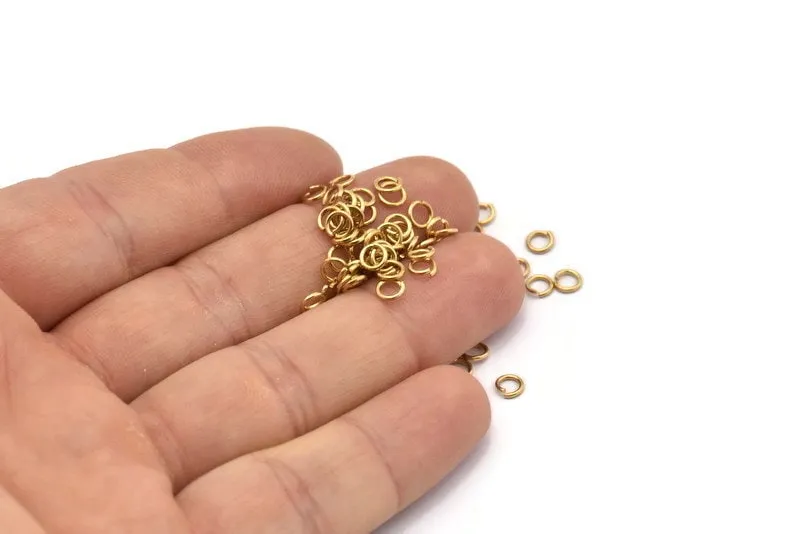 4mm Jump Rings - 250 Raw Brass Jump Rings, Findings (4x0.70mm) A0338