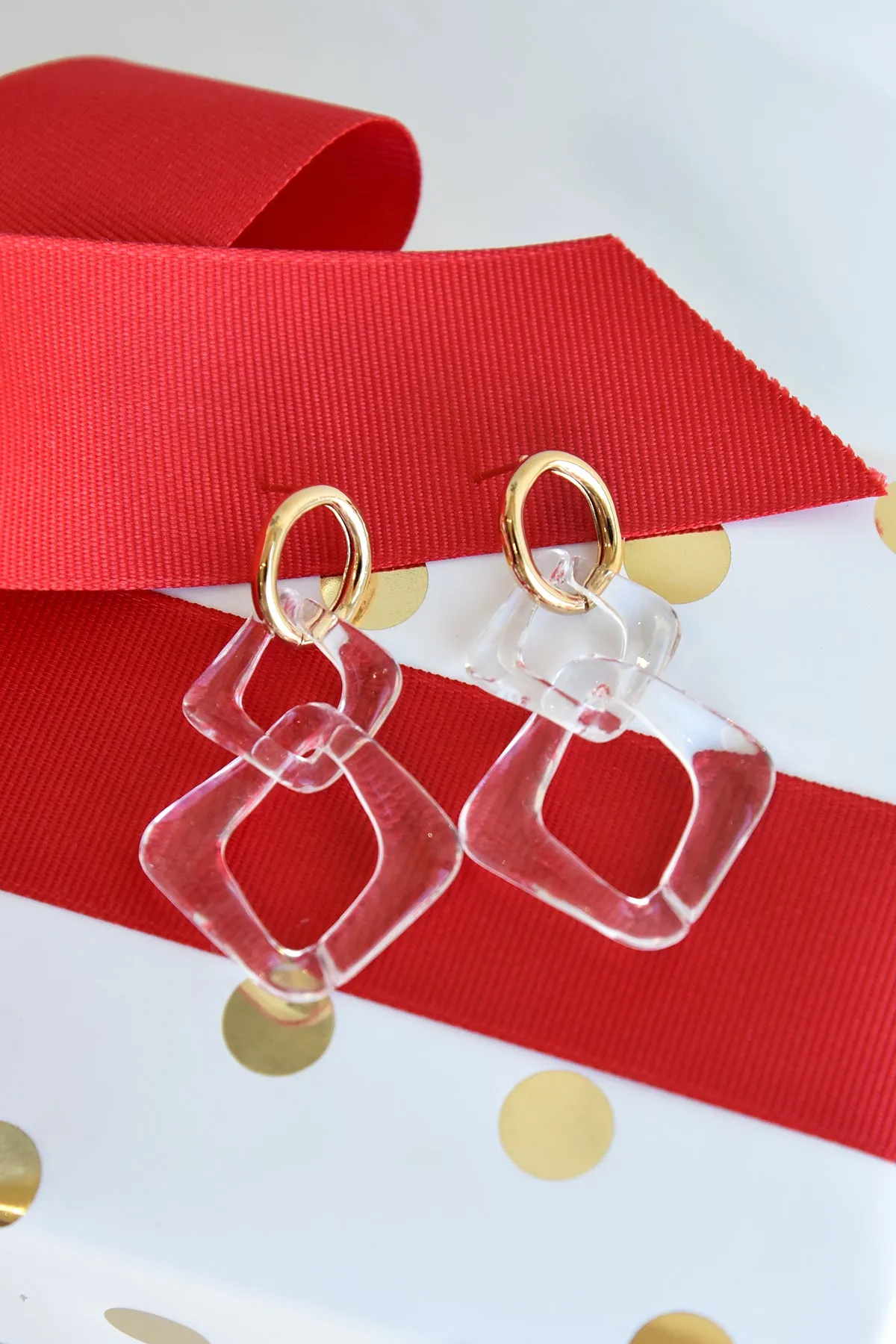 ACRYLIC & GOLD DROP EARRINGS