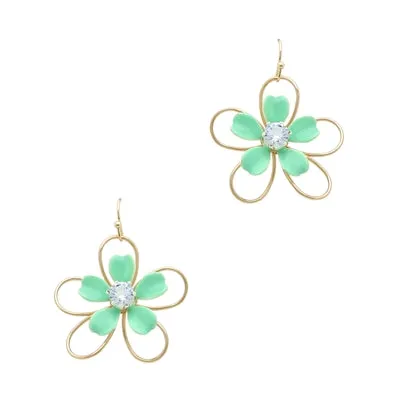 Acrylic and Gold Flower Earrings