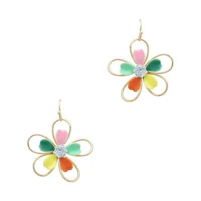 Acrylic and Gold Flower Earrings