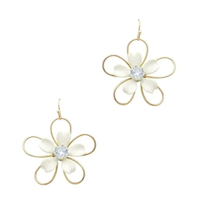 Acrylic and Gold Flower Earrings