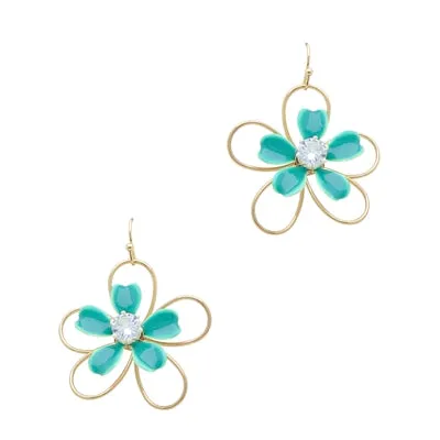 Acrylic and Gold Flower Earrings