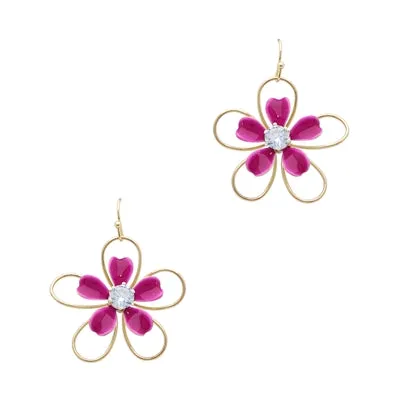 Acrylic and Gold Flower Earrings