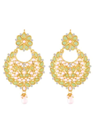 Alloy Chandbali Earrings in Green