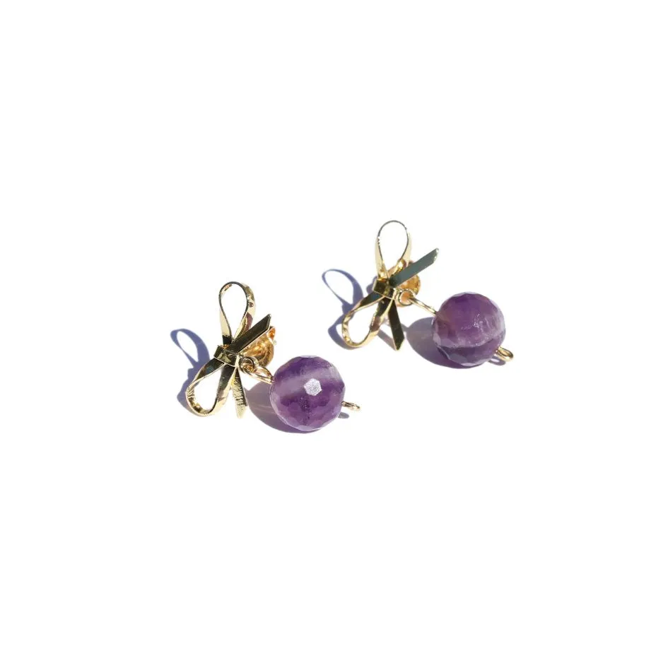 Amethyst Bow Earrings