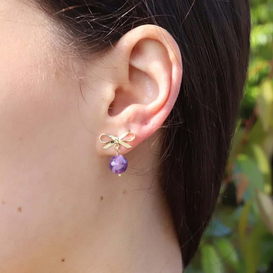 Amethyst Bow Earrings