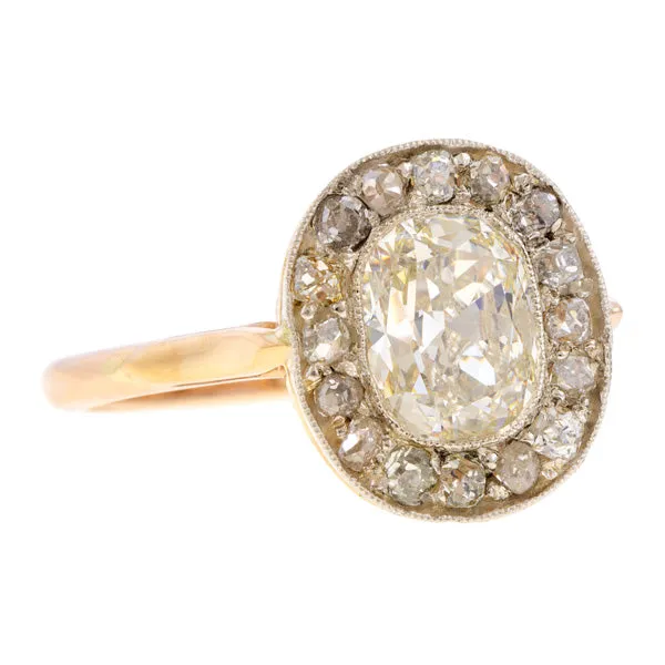 Antique Engagement Ring, Cushion 1.62ct.