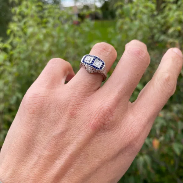 Art Deco Diamond & Sapphire Ring