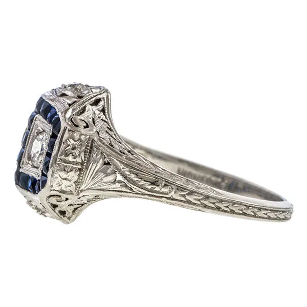 Art Deco Diamond & Sapphire Ring