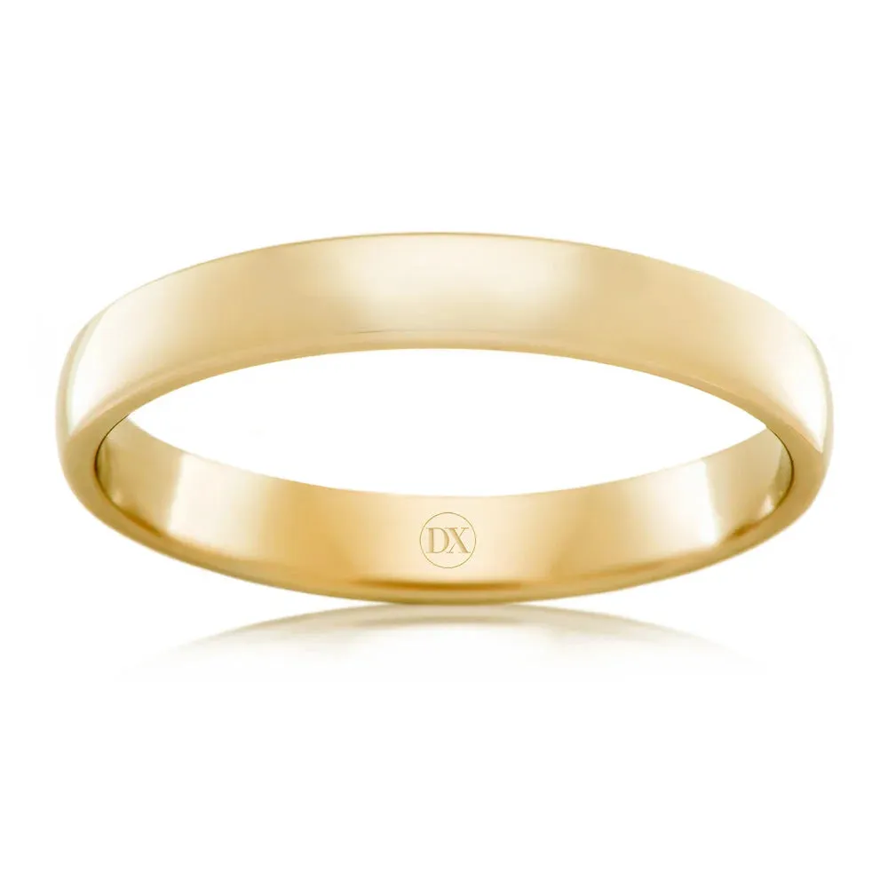 Barrel 3mm - 18ct Yellow Gold