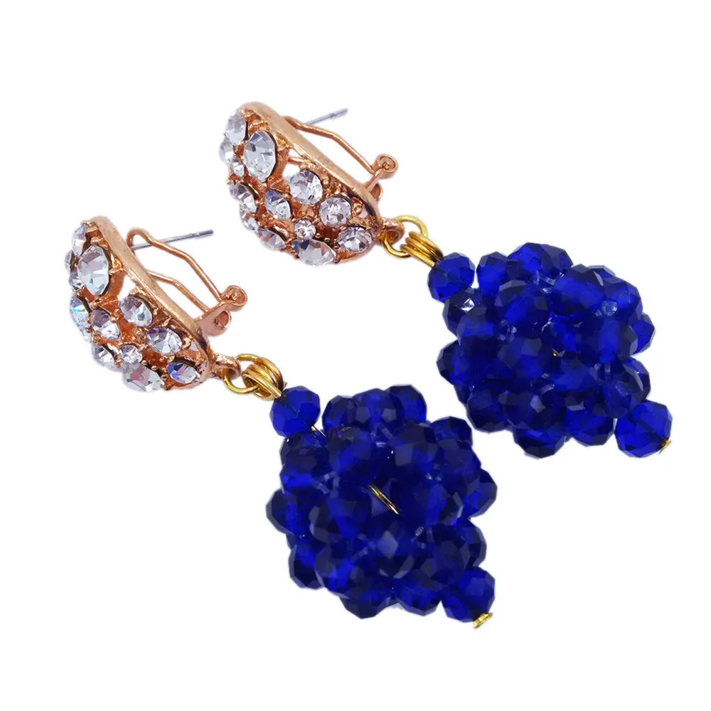 Beaded jewelry royal blue peach women nigerian wedding jewelry set