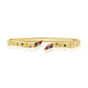 Bold Inlay Gemstone Wave Bangle