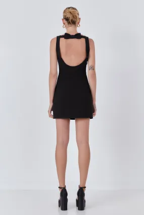 Bow Fitted Mini Dress - Black