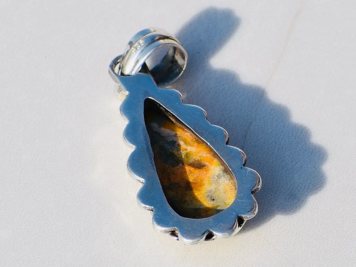 Bumblebee Jasper Pendant, Sterling Silver Pendant, Jasper Pendant, Bumblebee Pendant, Yellow Jasper, Bumble Bee Jasper, Gemstone Pendant