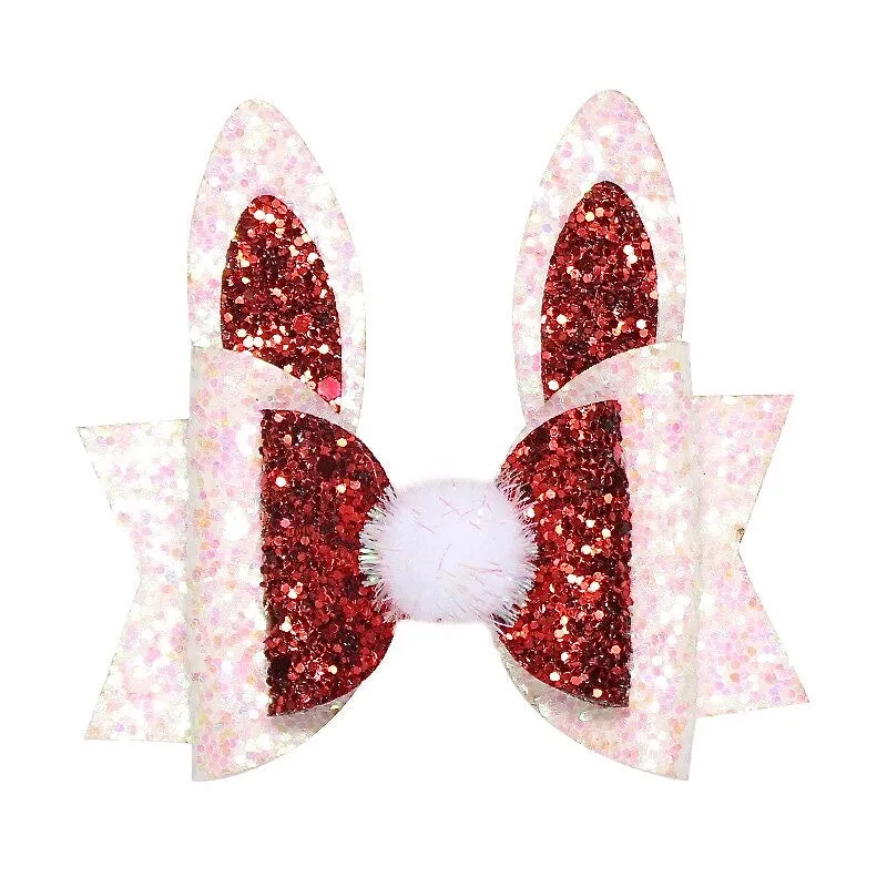 Bunny Crystal Glitter Layered Butterfly Bunny Tail Hair Bow/Clip - ONLY 3 LEFT !!!