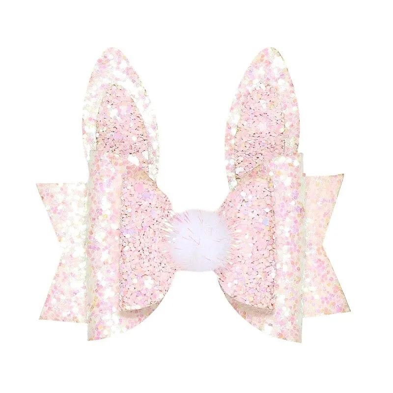 Bunny Crystal Glitter Layered Butterfly Bunny Tail Hair Bow/Clip - ONLY 3 LEFT !!!