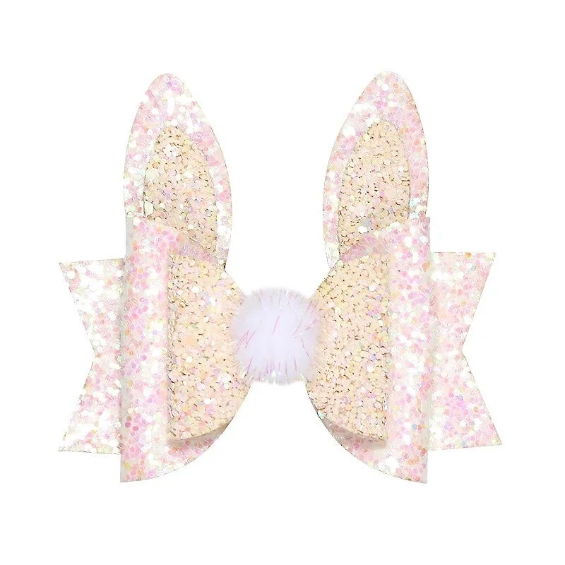 Bunny Crystal Glitter Layered Butterfly Bunny Tail Hair Bow/Clip - ONLY 3 LEFT !!!