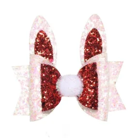 Bunny Crystal Glitter Layered Butterfly Bunny Tail Hair Bow/Clip - ONLY 3 LEFT !!!