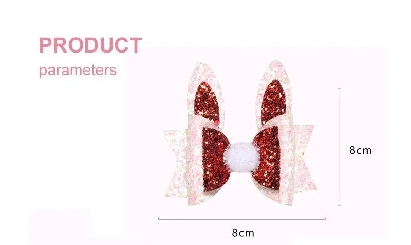 Bunny Crystal Glitter Layered Butterfly Bunny Tail Hair Bow/Clip - ONLY 3 LEFT !!!