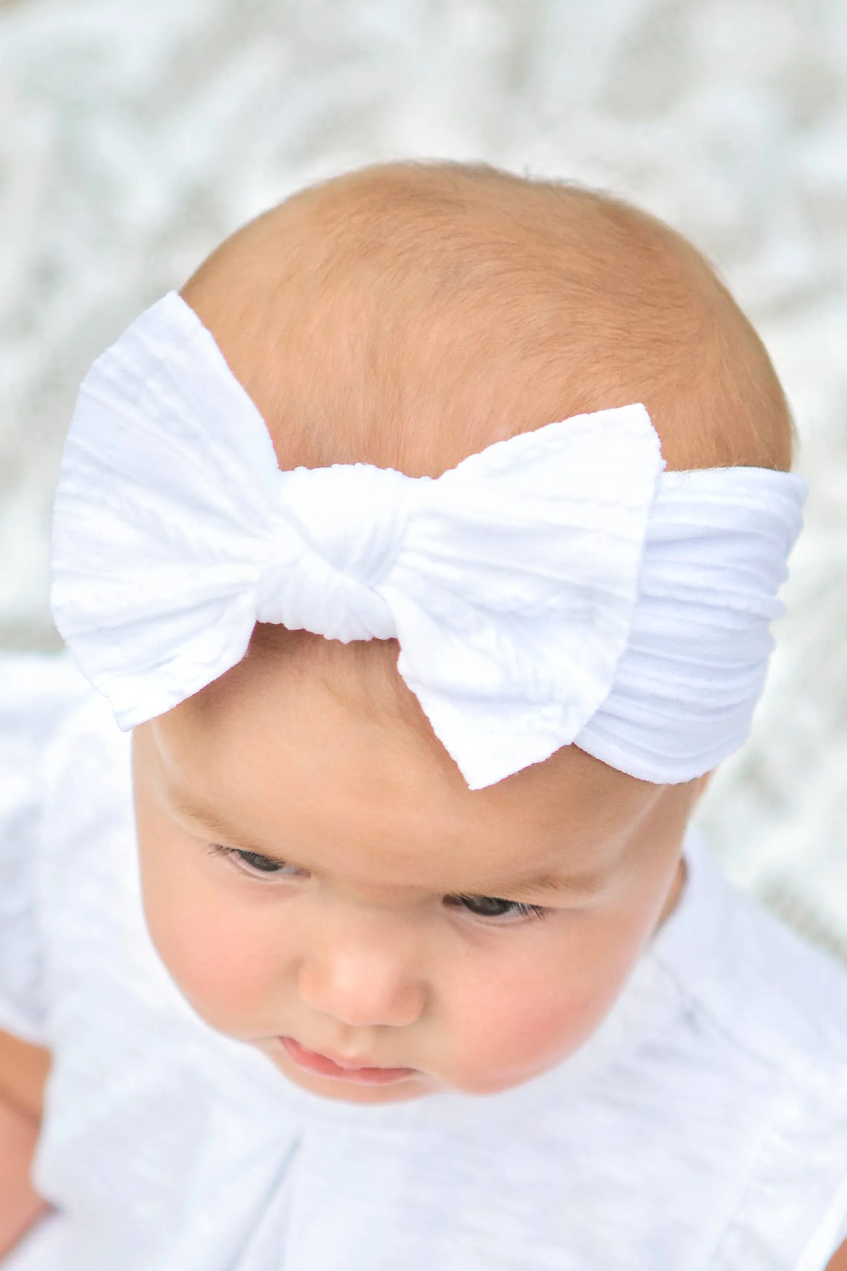 Cable Knit Bow Headband: White