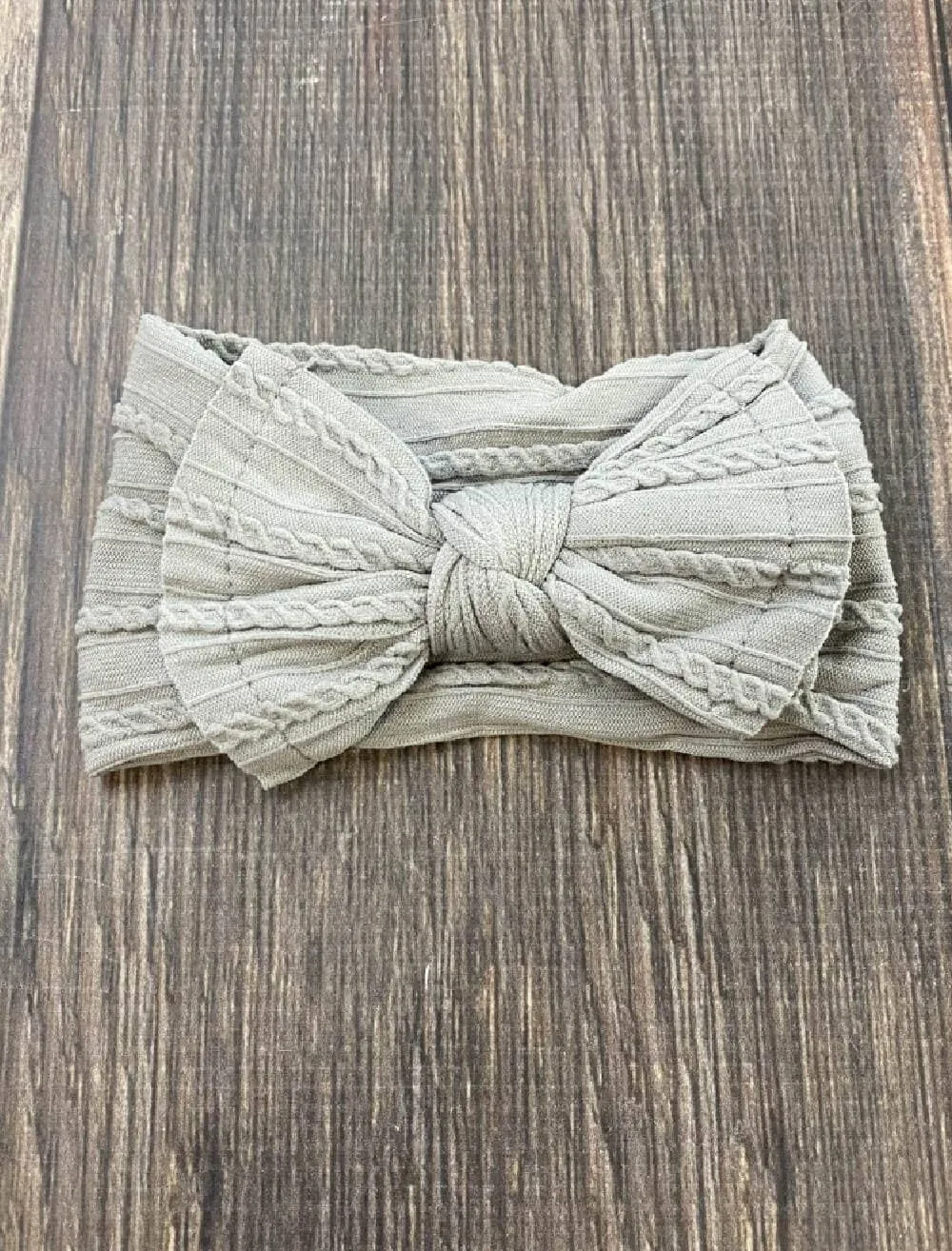 Cable Knit Bow Headband: White