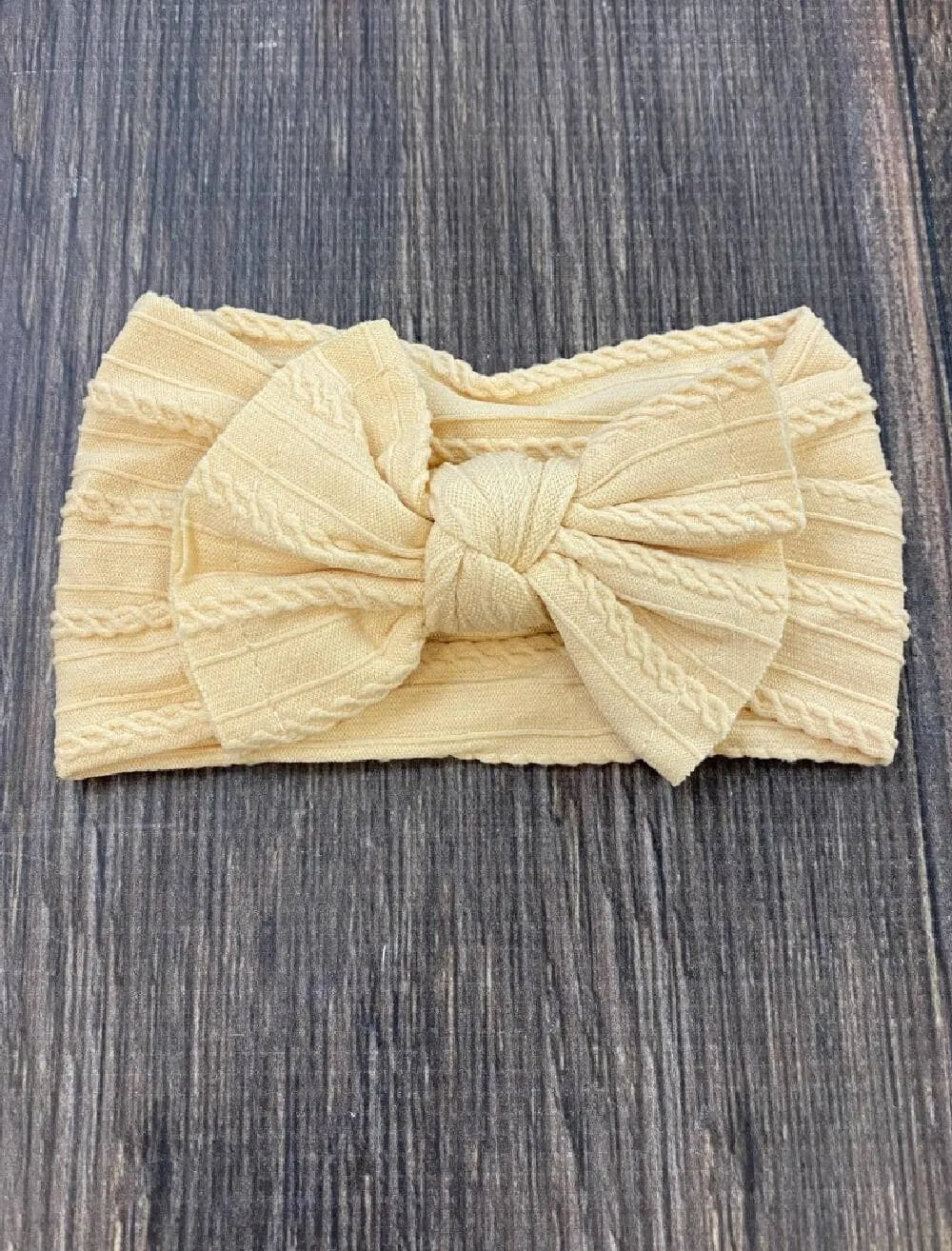 Cable Knit Bow Headband: White