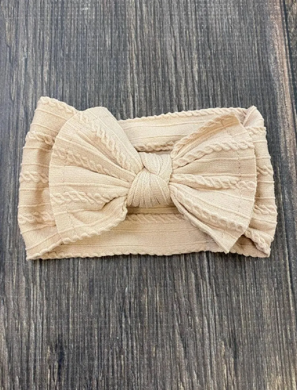 Cable Knit Bow Headband: White