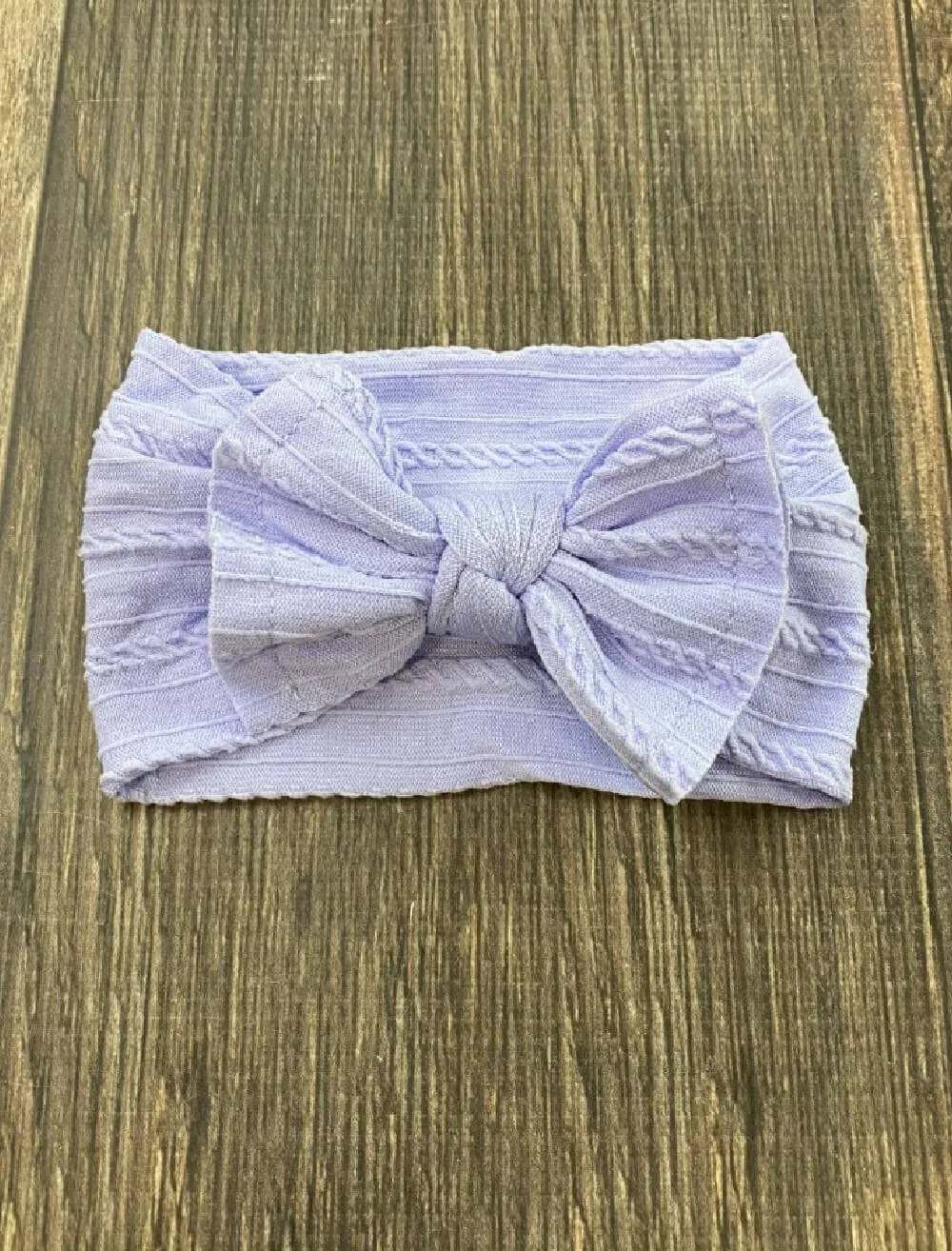 Cable Knit Bow Headband: White