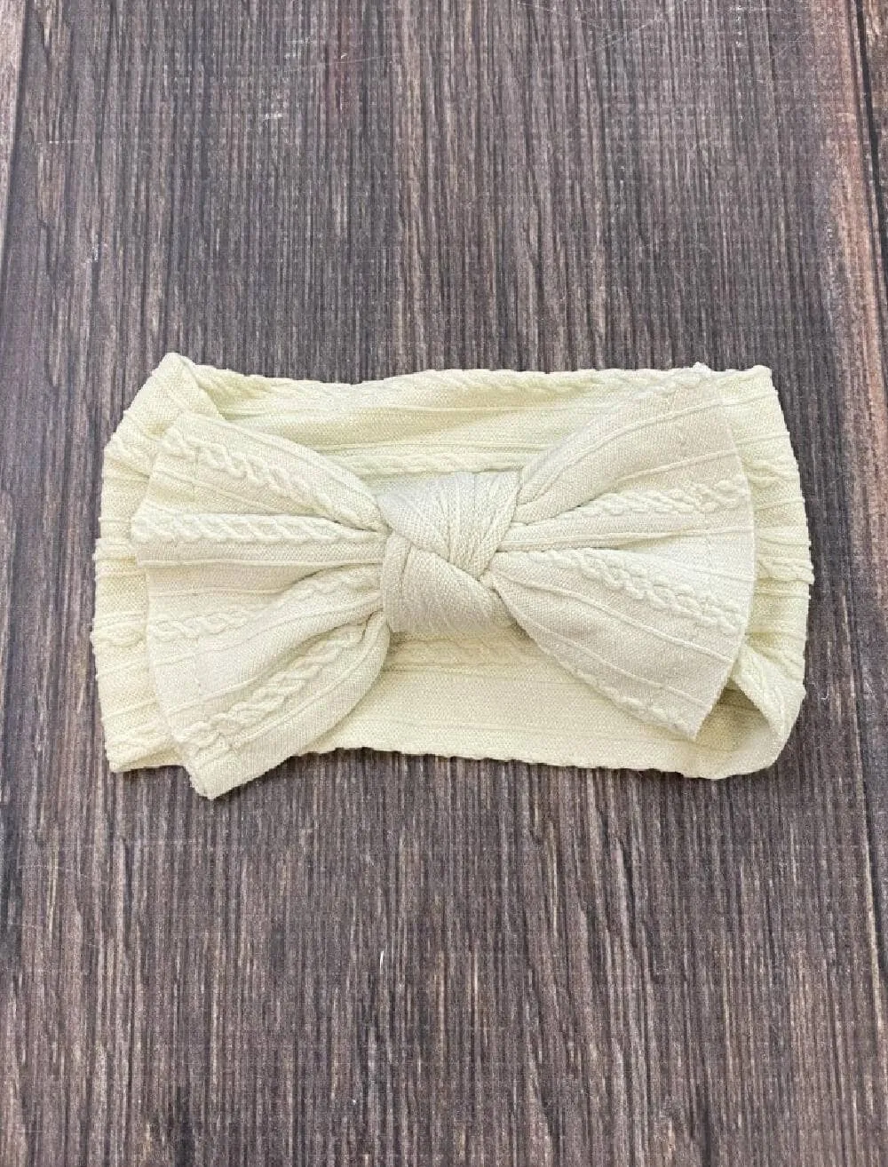 Cable Knit Bow Headband: White