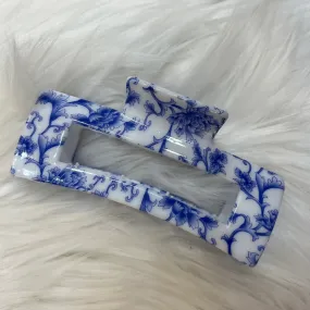 Capri Dreaming Floral White & Blue Hair Claw Clip