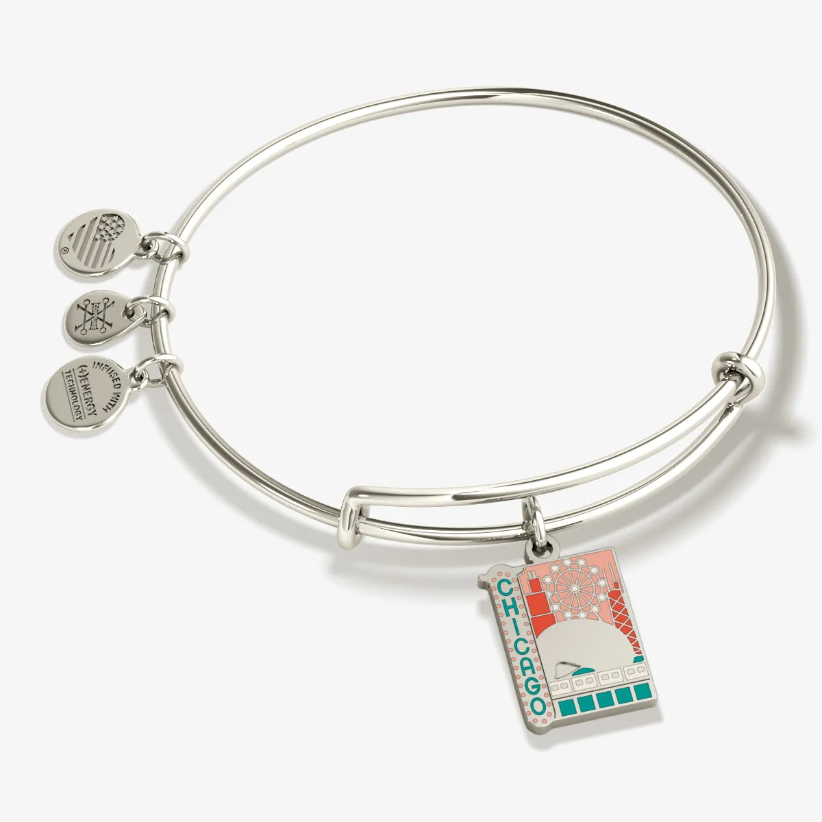 Chic Charm Bangle Bracelet with Chicago Design