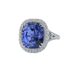 Coast Diamond Platinum Cushion Cut Sapphire And Diamond Ring