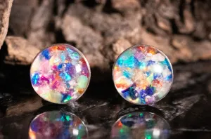 Cremation Ash Stud Earrings with Opal