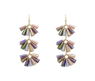 Crystal Three Drop Earrings