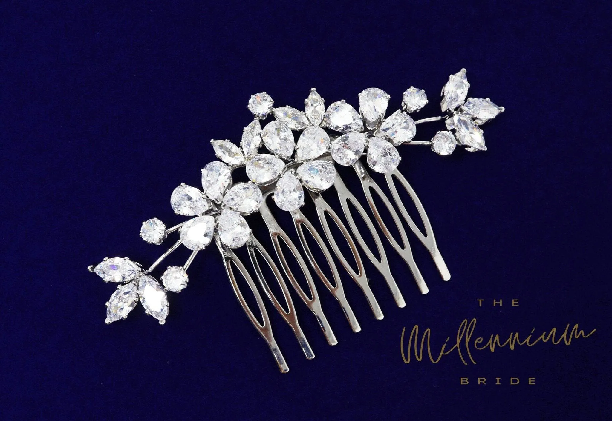 Cubic Zirconia, Diamond Floral Vine Leaves Bridal Hair Comb, Bridal Hair Accessories, Wedding Hair Accessory, Bridal Hair Comb