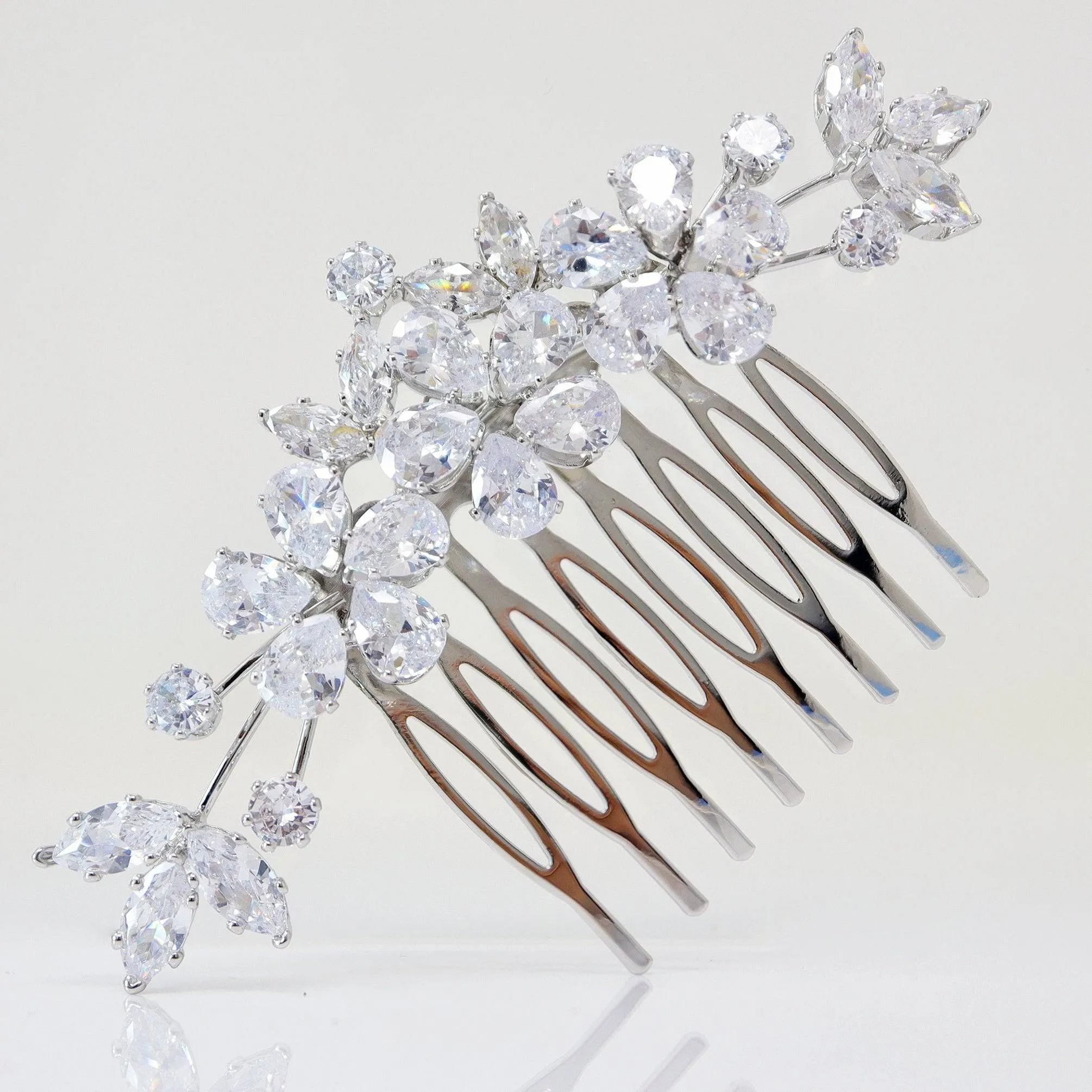 Cubic Zirconia, Diamond Floral Vine Leaves Bridal Hair Comb, Bridal Hair Accessories, Wedding Hair Accessory, Bridal Hair Comb