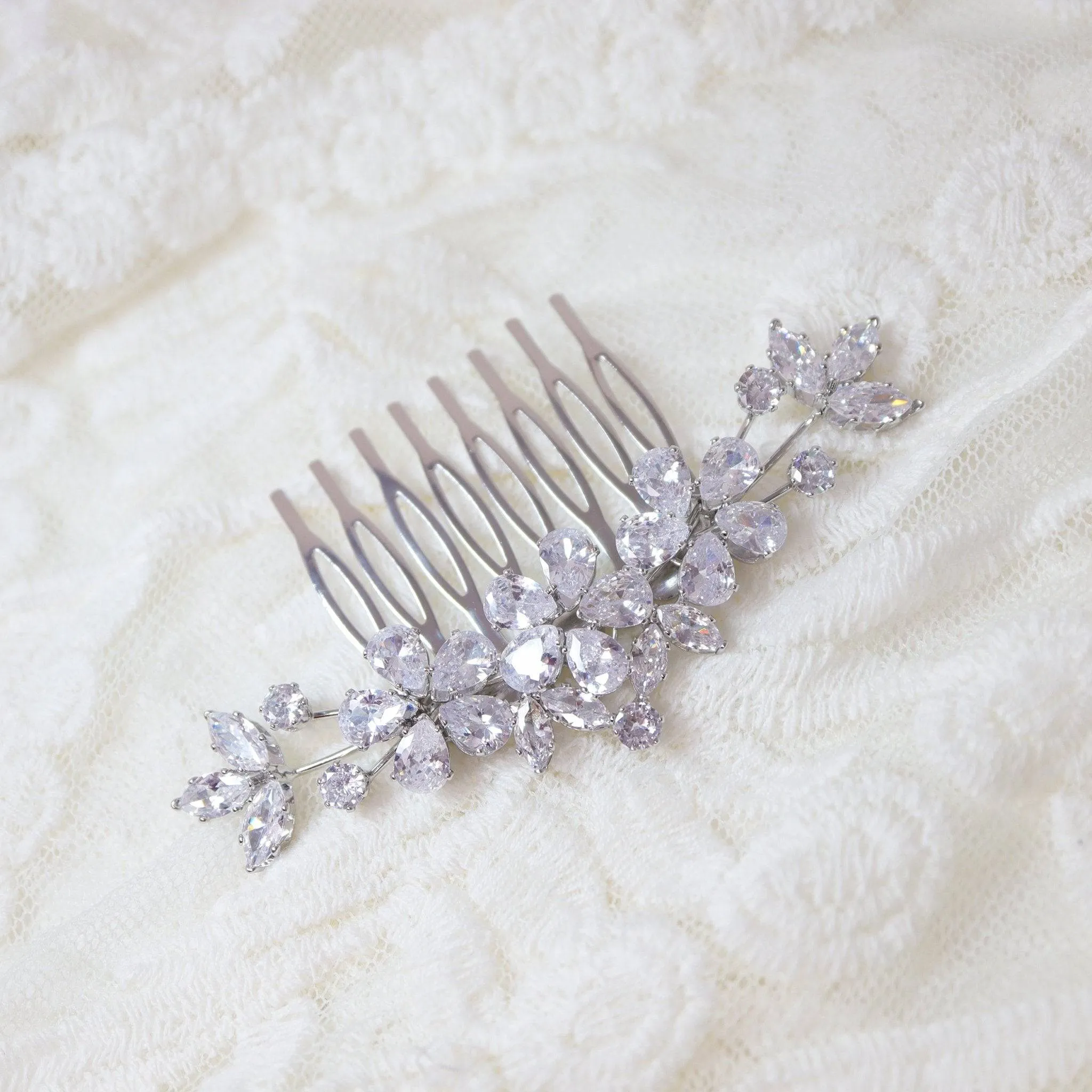 Cubic Zirconia, Diamond Floral Vine Leaves Bridal Hair Comb, Bridal Hair Accessories, Wedding Hair Accessory, Bridal Hair Comb