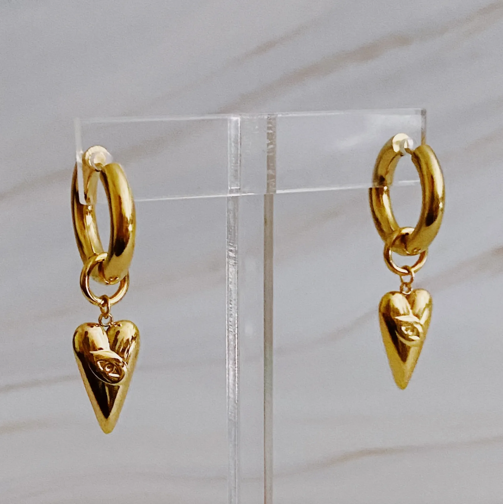 Dangle Heart Drop Earrings