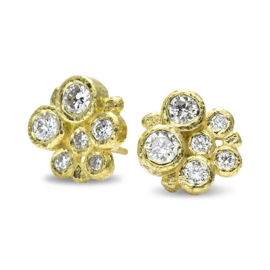 Diamond Cluster Stud Earrings