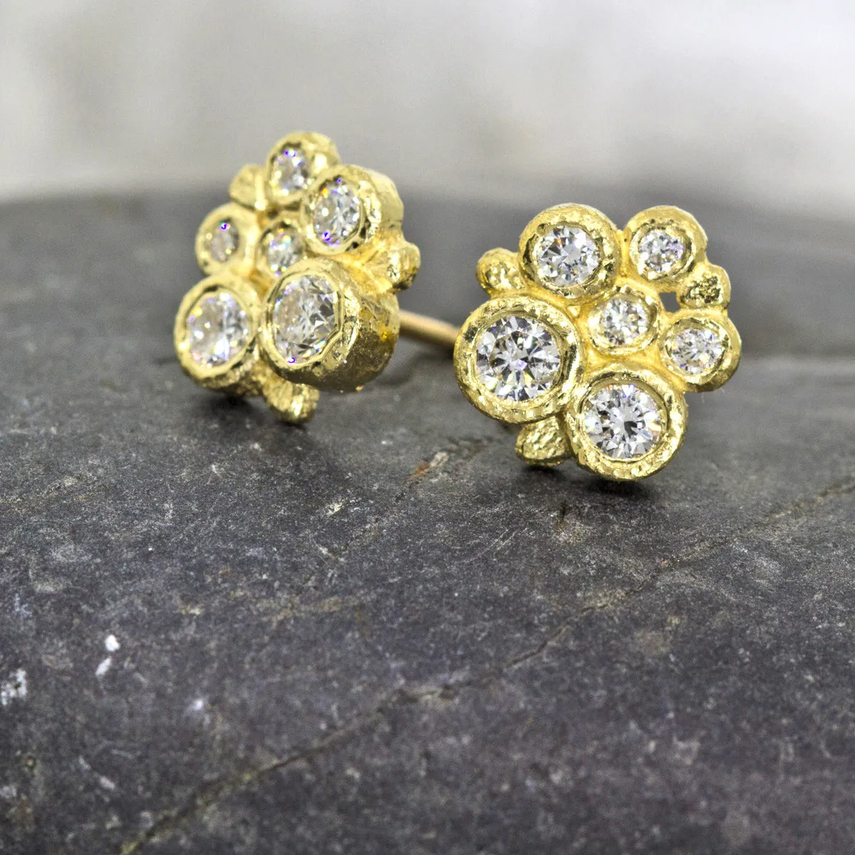 Diamond Cluster Stud Earrings