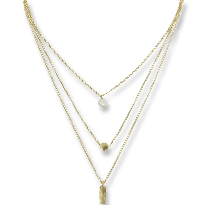 Elegant pearl drop layered necklace